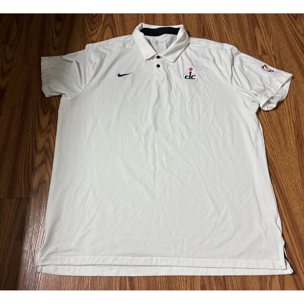#M125 Washington Wizards Nike Dri Fit Men XL Polo Shirt NBA White DC Logo Golf